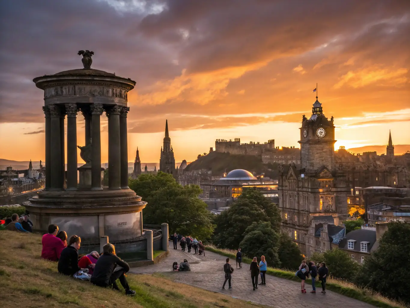A panoramic view of Edinburgh city center, with a focus on the Edinburgh International Conference Centre, where the Scottish Tech Summit is being held.